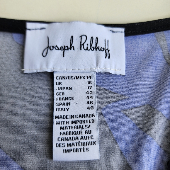 Joseph Ribkoff Edgy V-neck Zipper Top Style  Blue Black Blouse Sz 14 - Picture 15 of 16